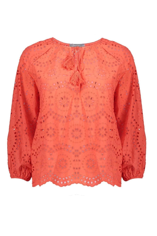 CROCHET TOP MET SCALLOPED DETAILS 43035 70 220 Coral